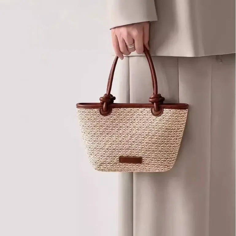 Isla Mini Tote — handwoven bag with knotted leather handles